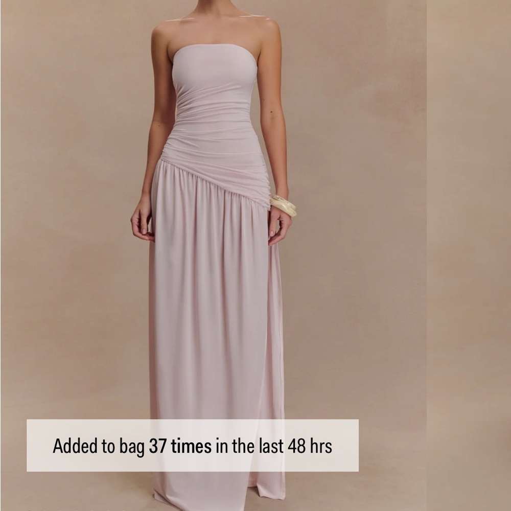 Meshki - Bex
Strapless Slinky Maxi Dress With Split - Pale Pink / Blush